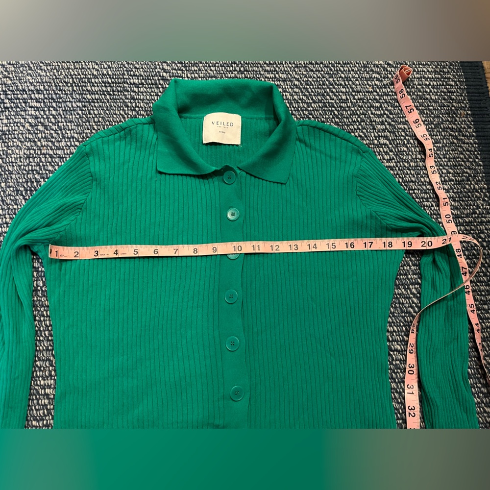 Green Button Down Ribbed Shirt - Picture 6 of 7